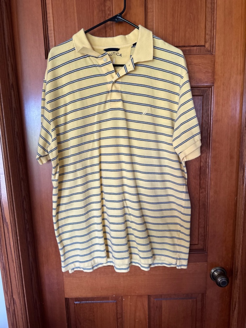 Nautica Yellow Polo with black Thin Stripes